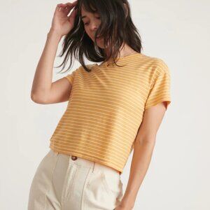 Marine Layer Lydia Textured Stripe Top in Pink | Yellow/Gold
